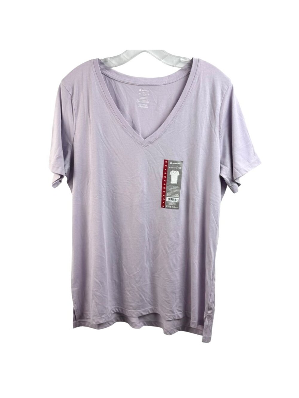 Members Mark Womens Essential V-Neck Tee Lavender Relaxed Fit XL NWT's